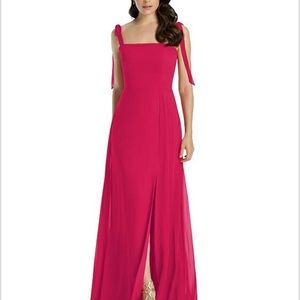 Tie Front Chiffon Gown with Front Slit - Dessy
